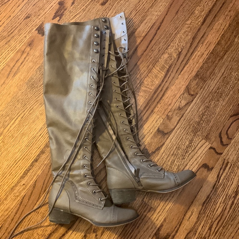 Over the knee lace up boots